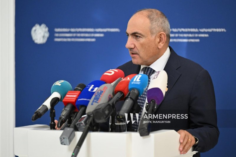 Премьер-министр Армении Никол Пашинян на брифинге о северном маршруте через Тавушскую область