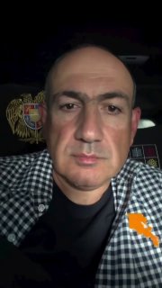 Никол Пашинян выступает, на фоне флага Армении, Тавушская область