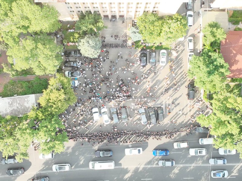Митинг оппозиции в Тавушской области, вид сверху
