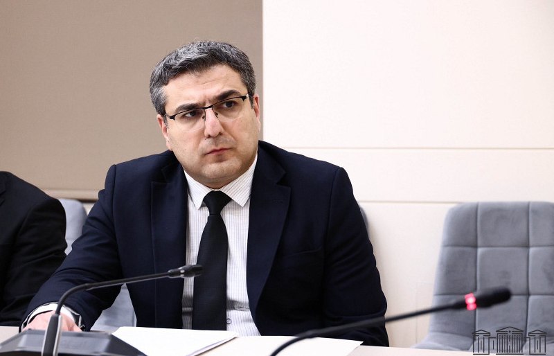 Заместитель министра внутренних дел Армен Мкртчян выступает в парламенте Армении